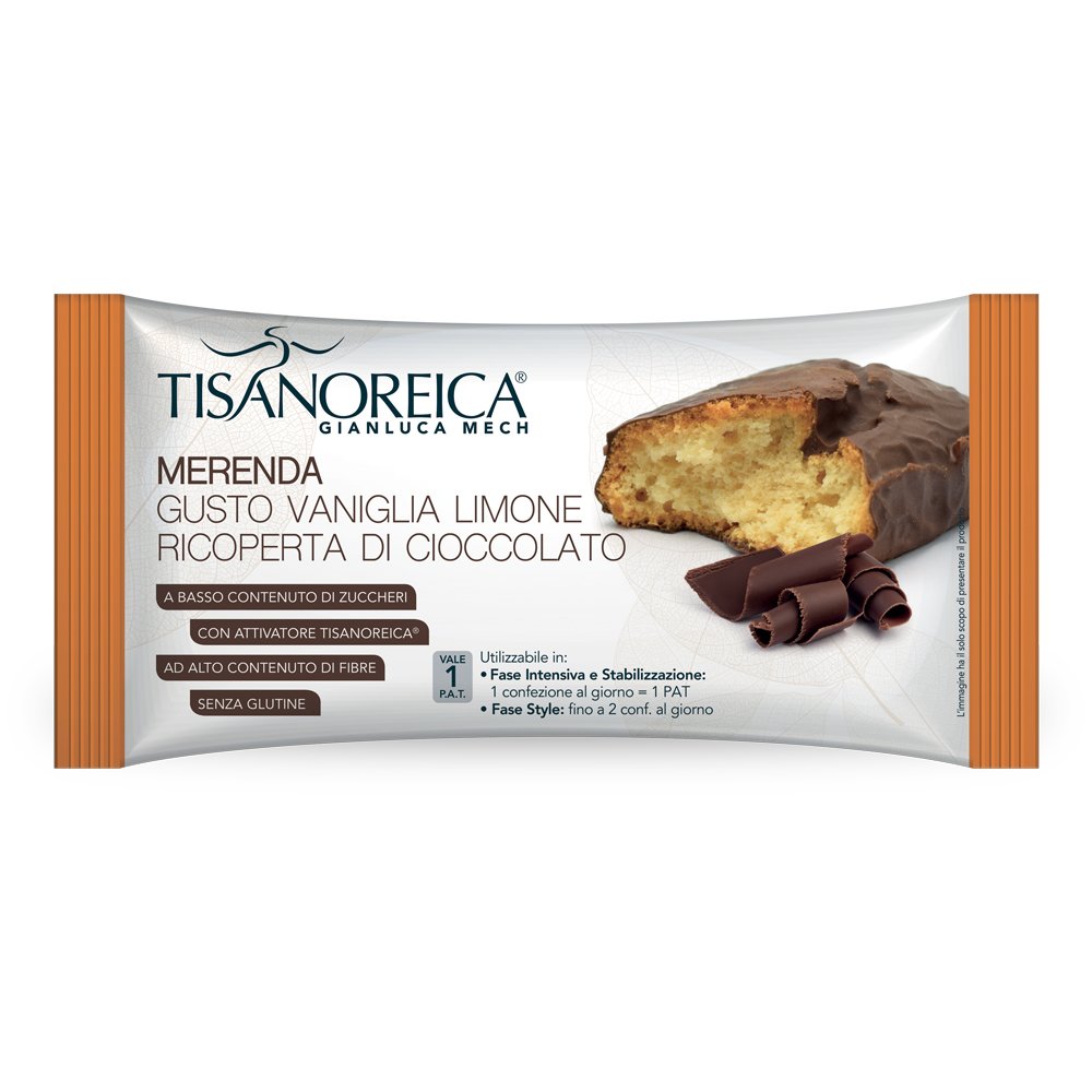 Tisanoreica Merenda al gusto Vaniglia e Limone ricoperta di cioccolato (3x50g)