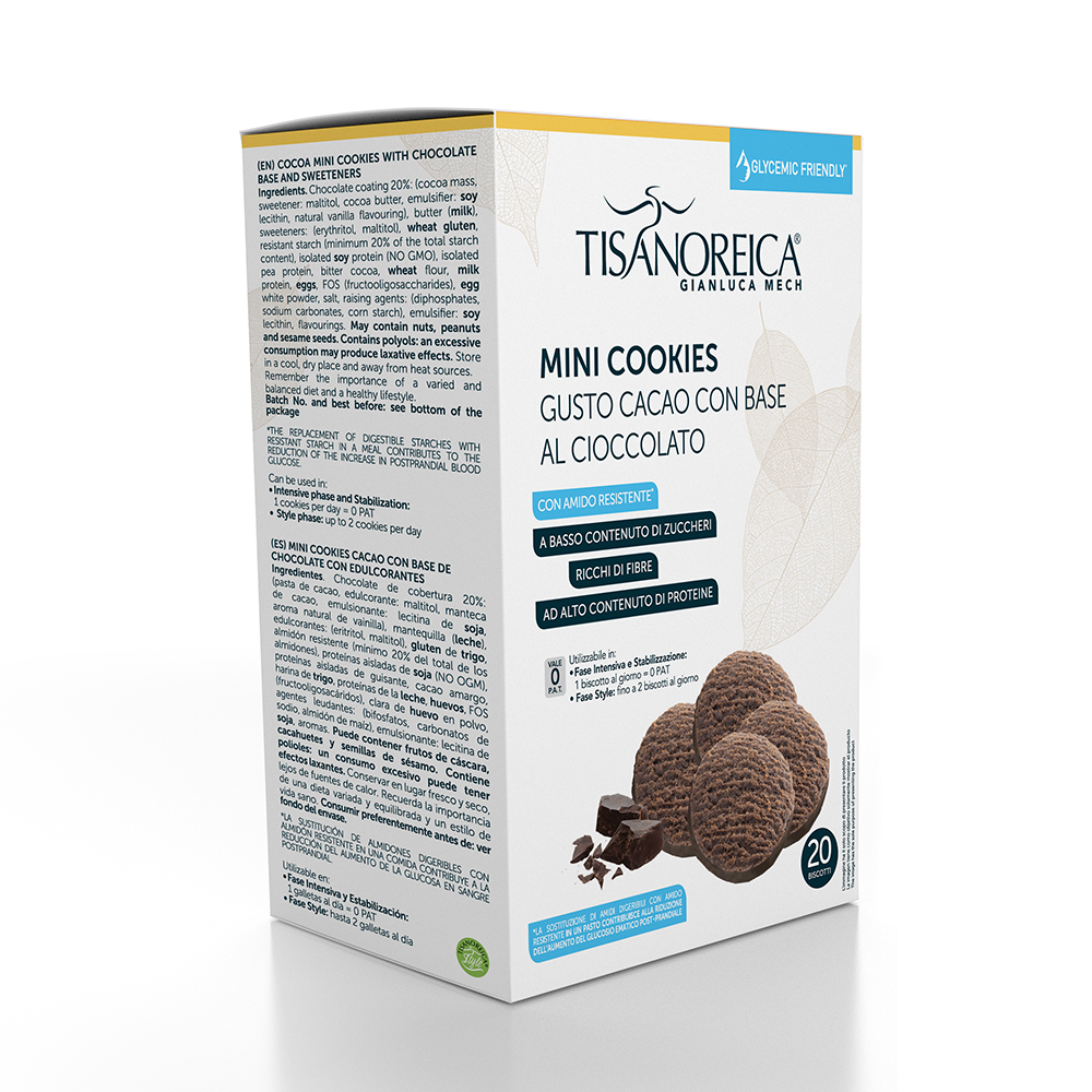 Mini Cookies Cacao con base al cioccolato - Tisanoreica