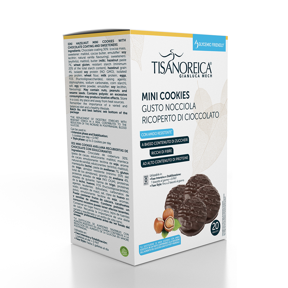 Mini Cookies Gusto Nocciola ricoperto di cioccolato - Tisanoreica
